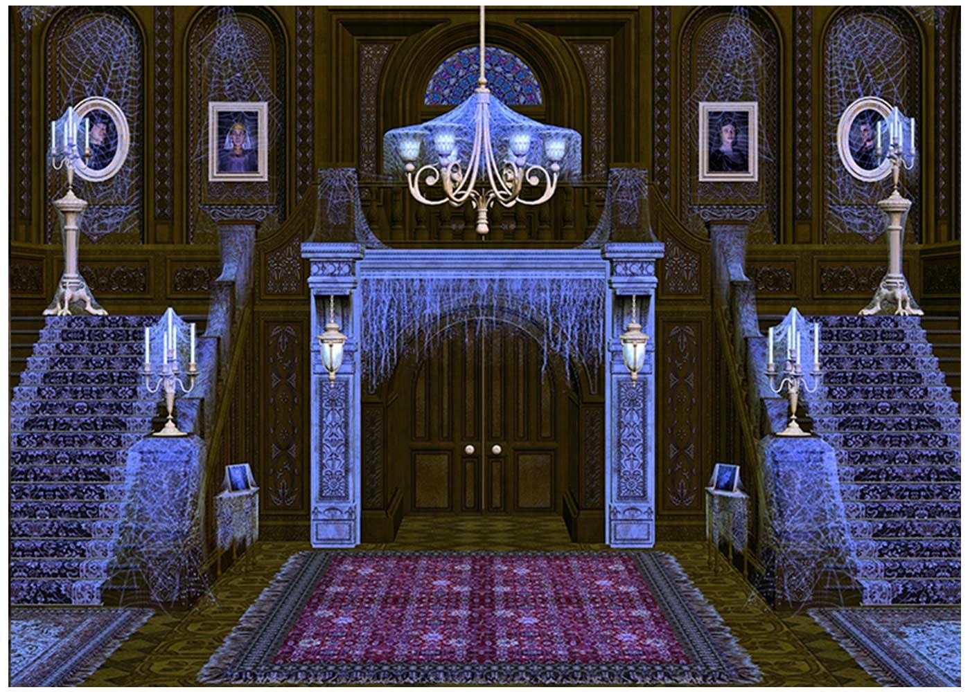 Halloween Haunted House Backdrop Photography Halloween Background for Party Decorations, Ladvis 82.7"x59" Festival Wallpaper Photo Booth Props Photoshoot Supplies