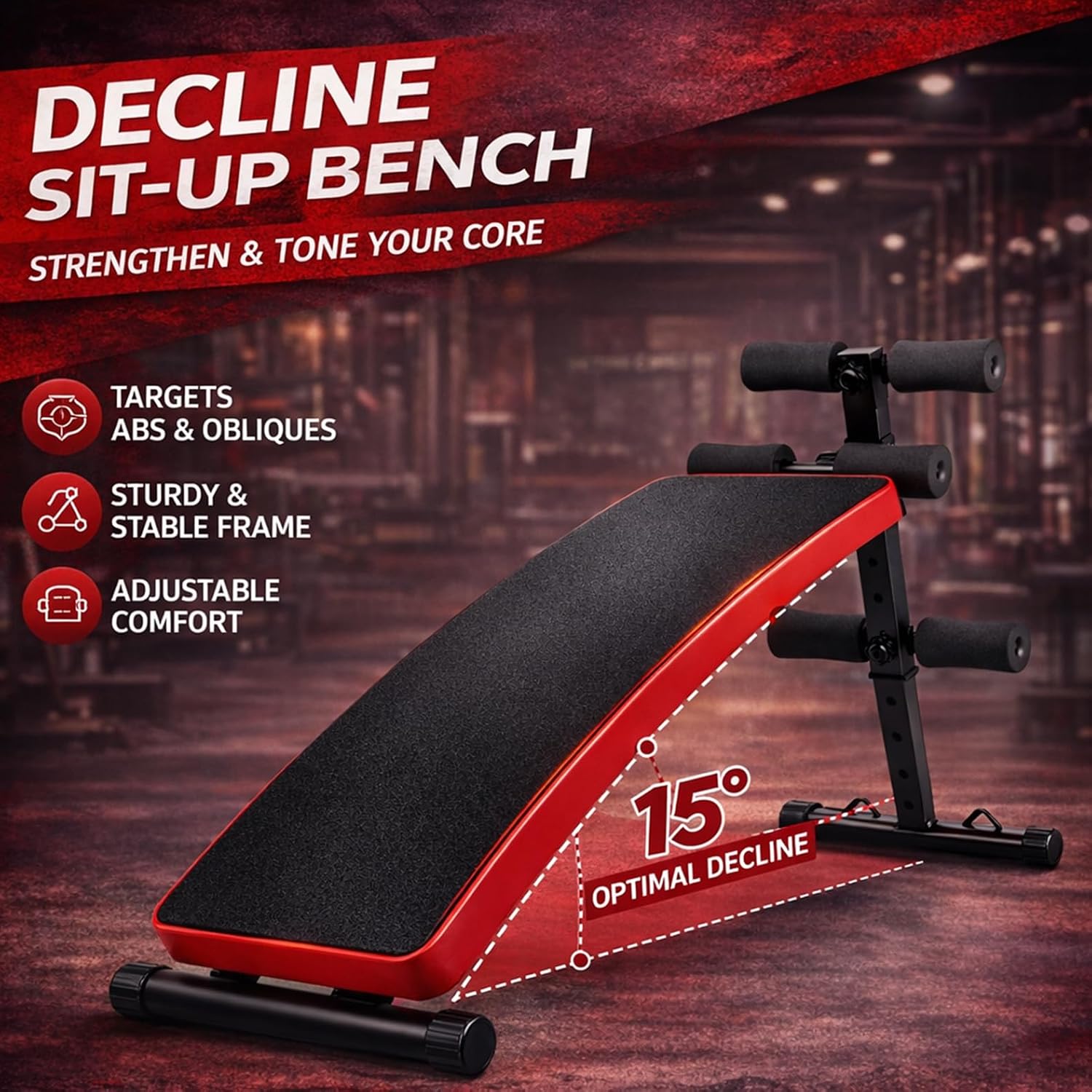 Foldable Sit Up Bench Adjustable Weight Bench with 440LB Weight Capacity Decline Ab Bench for Home Gym Core Training Sit Up Exercise Equipment