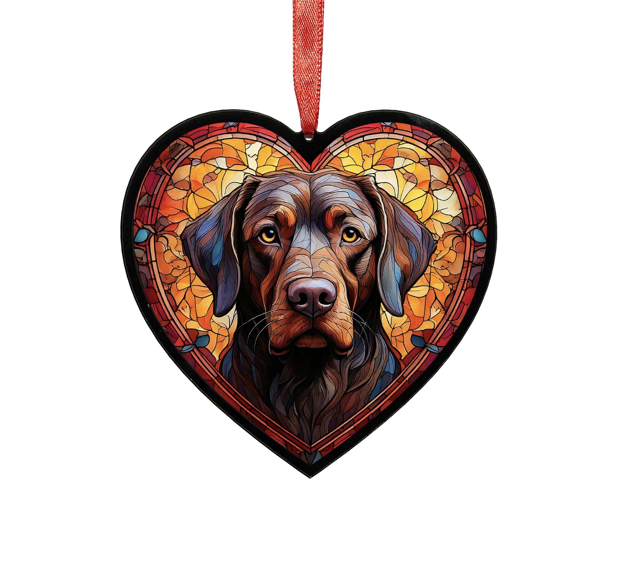 Chocolate Labrador Heart Suncatcher - Memorial or Gift for Dog Lovers - 13cm