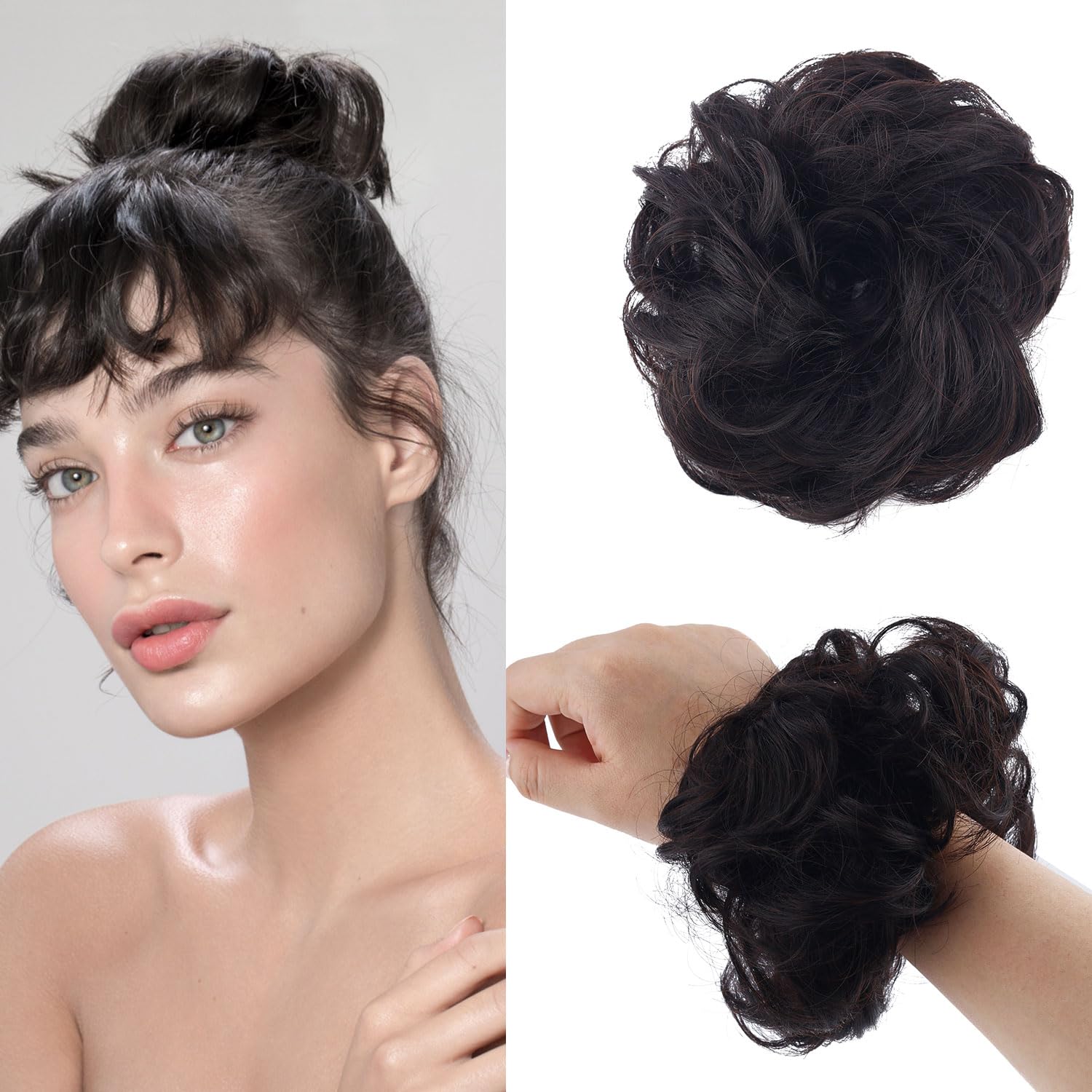 Bun Hair Piece, Messy Wavy Curly Wig Scrunchie
