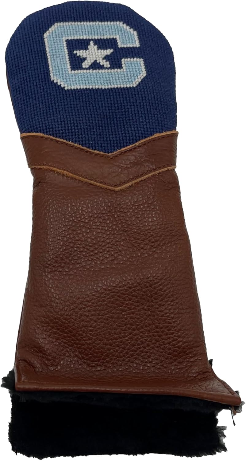 The Citadel Golf Headcovers Needlepoint with Pebbled Leather