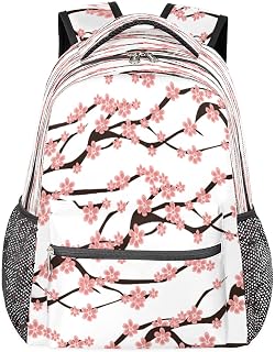 Mochilas escolares leves para meninos e meninas, estampa de flor de cerejeira à prova d'água de 40,6 cm, mochilas para laptop de viagem, casual, adequado para homens e mulheres, trabalho, viagens, caminhadas, acampamento, Multicor, Medium