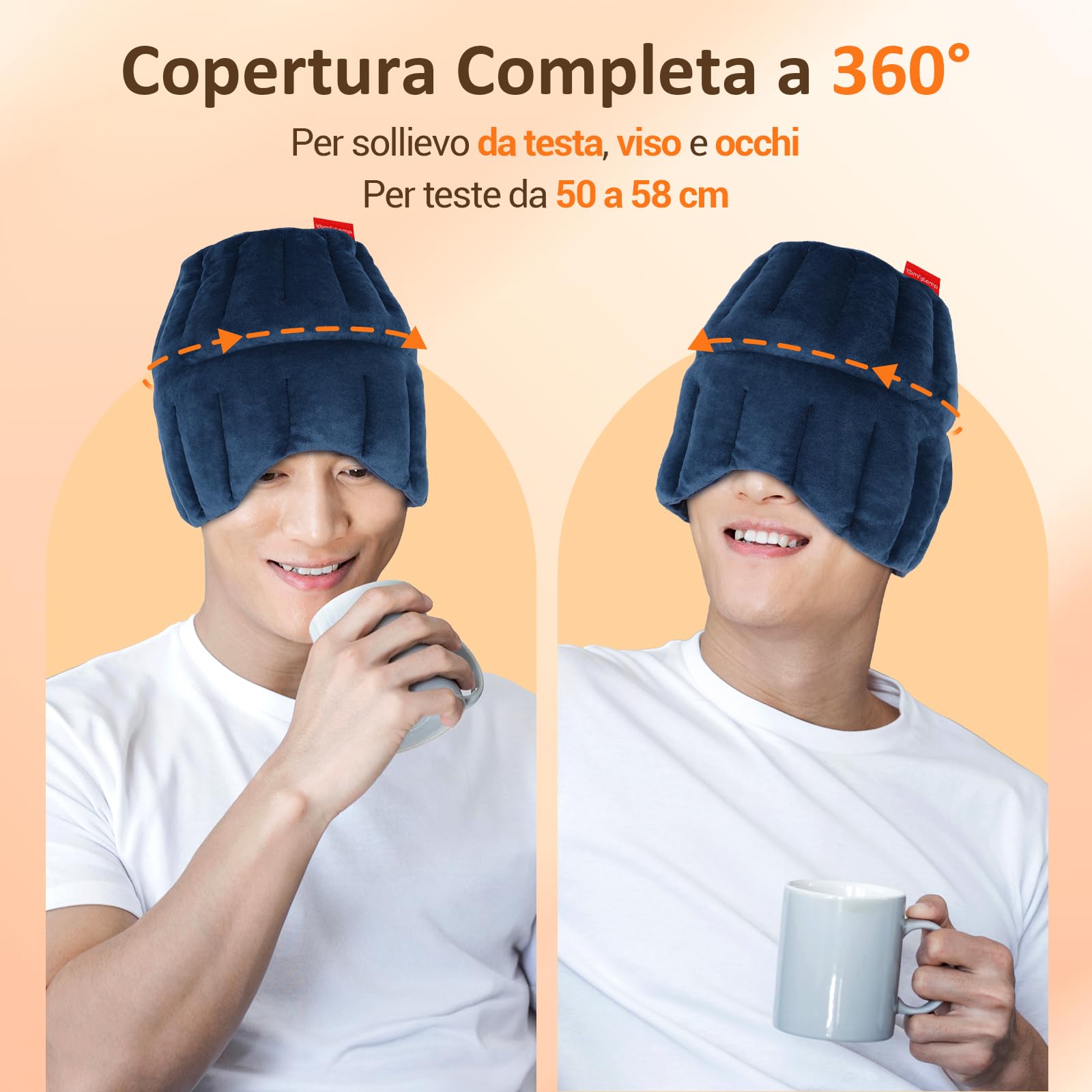 Comfytemp Cappello Riutilizzabile per Emicrania e Fascia Mal di Testa, Alleviare la Pressione Sinusale, Mal di Testa Tensivi e Affaticamento Degli Cchi, Maschera Termica per Gli Occhi