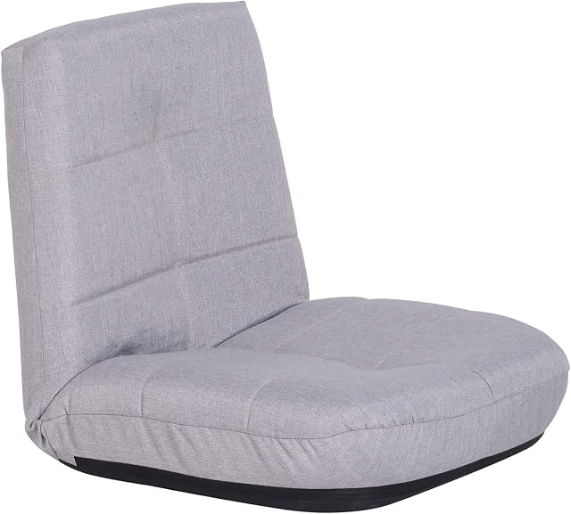 HOMCOM Floor Lazy Sofa Chair 5 - Position Adjustable Recliner 180 Degree Swivel Legless Linen Seater Thick Padding High Density Comfort Reclining Living Room