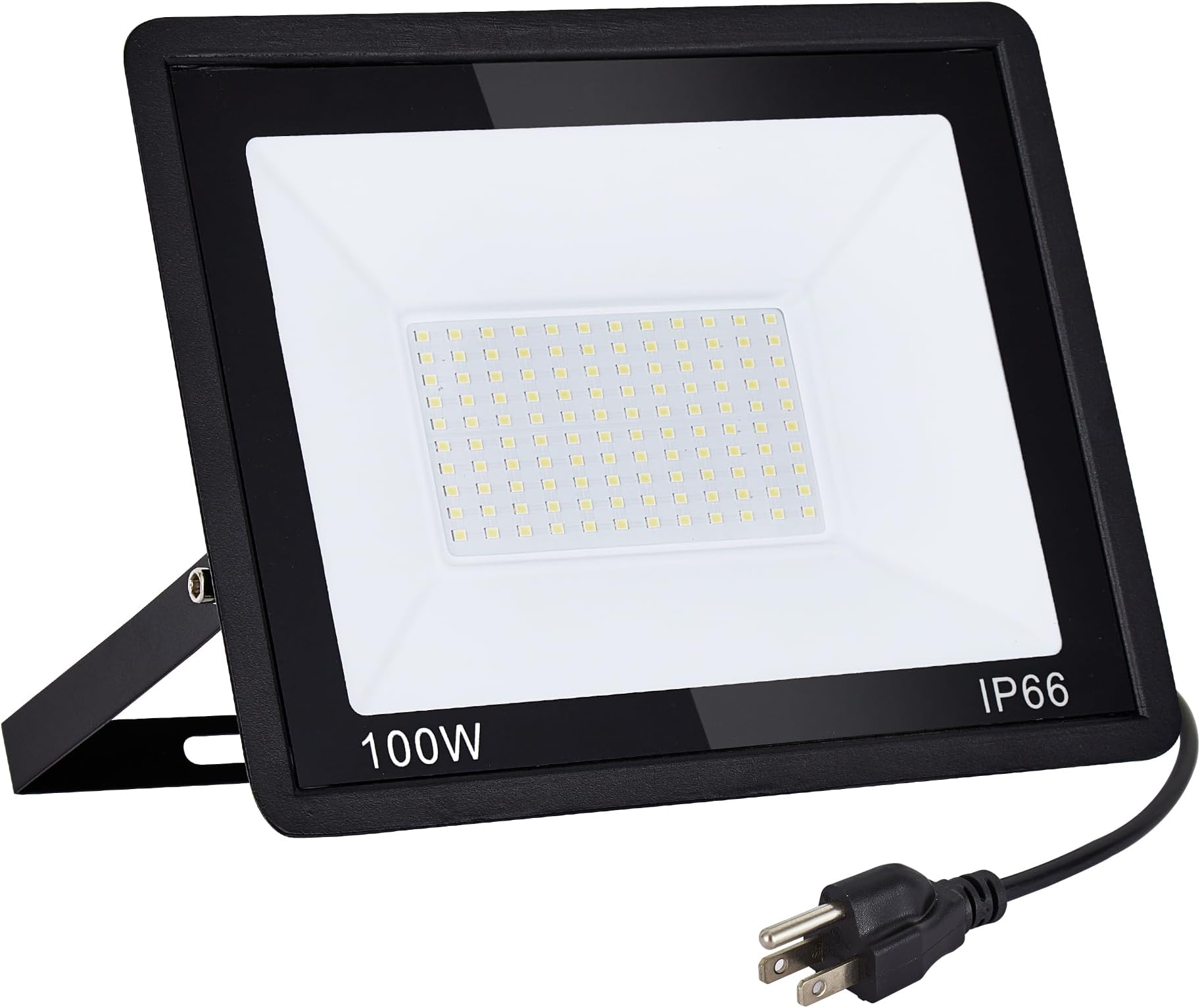 LED Flood Lights Outdoor,100W 10000LM Outside Work Light with Plug,IP66 Waterproof Exterior Security Lights,6000K Daylight White,Portable Floodlights for Yard,Garden,Stadium,Playground