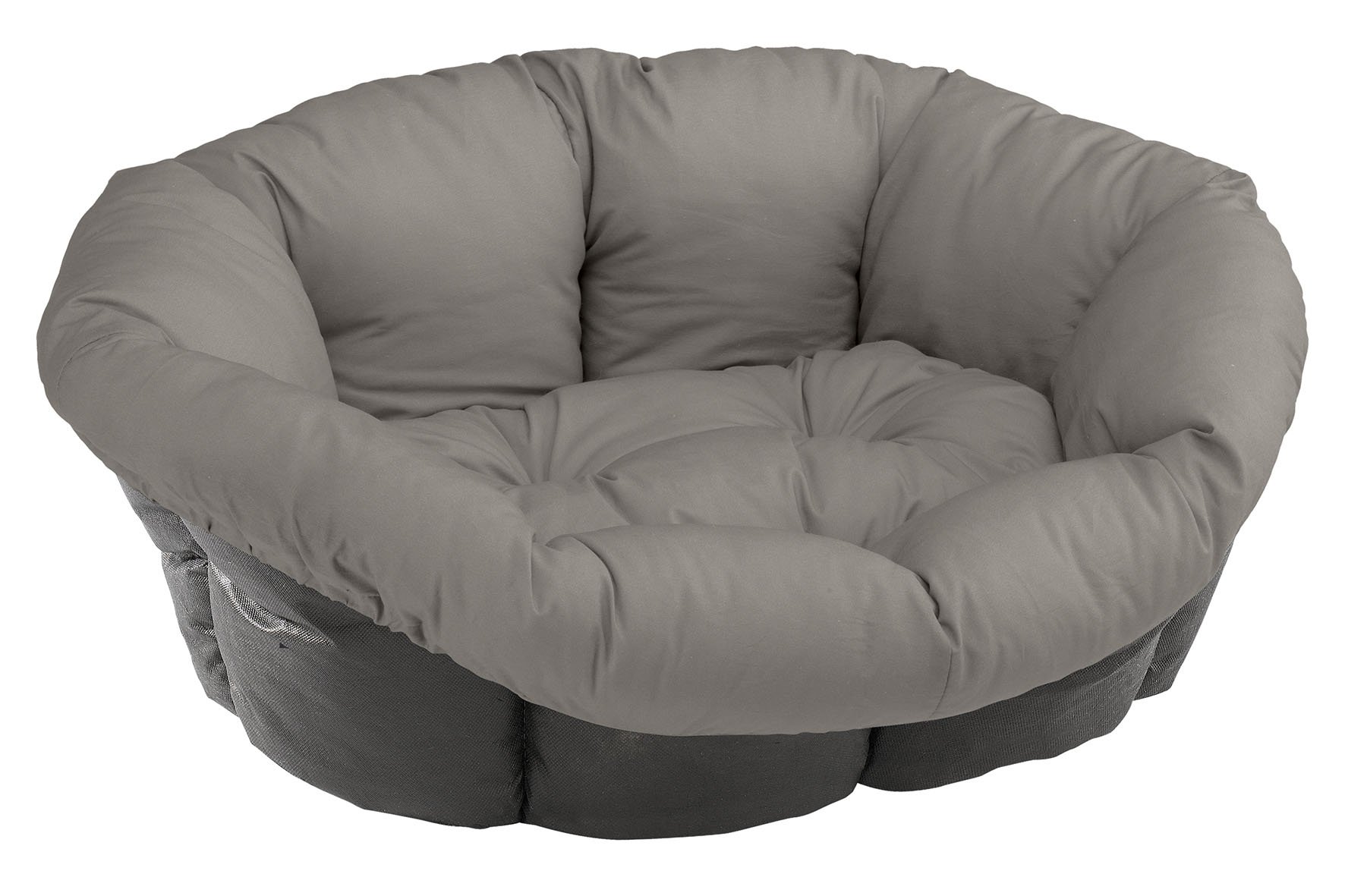 grey plastic dog bed