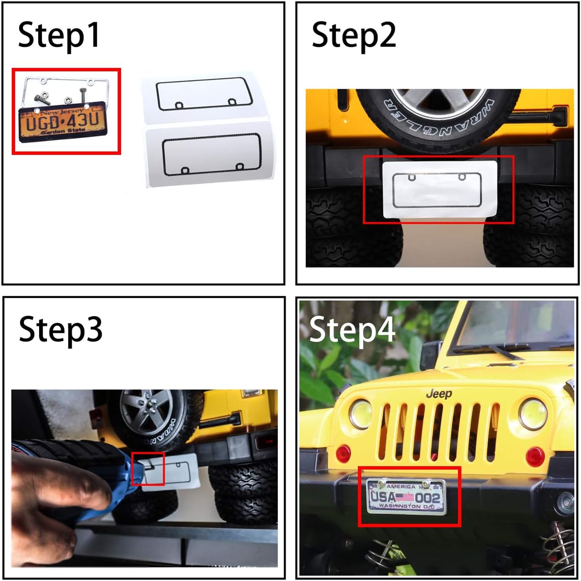 REhobby 1/10 RC Car Accessories License Plate Metal Frame 46x18mm for 1:10 Tamiya CC01 Scx10 90046 90047 Rc4wd D90 TRX-4 Trx4 Crawler Car (USA002)