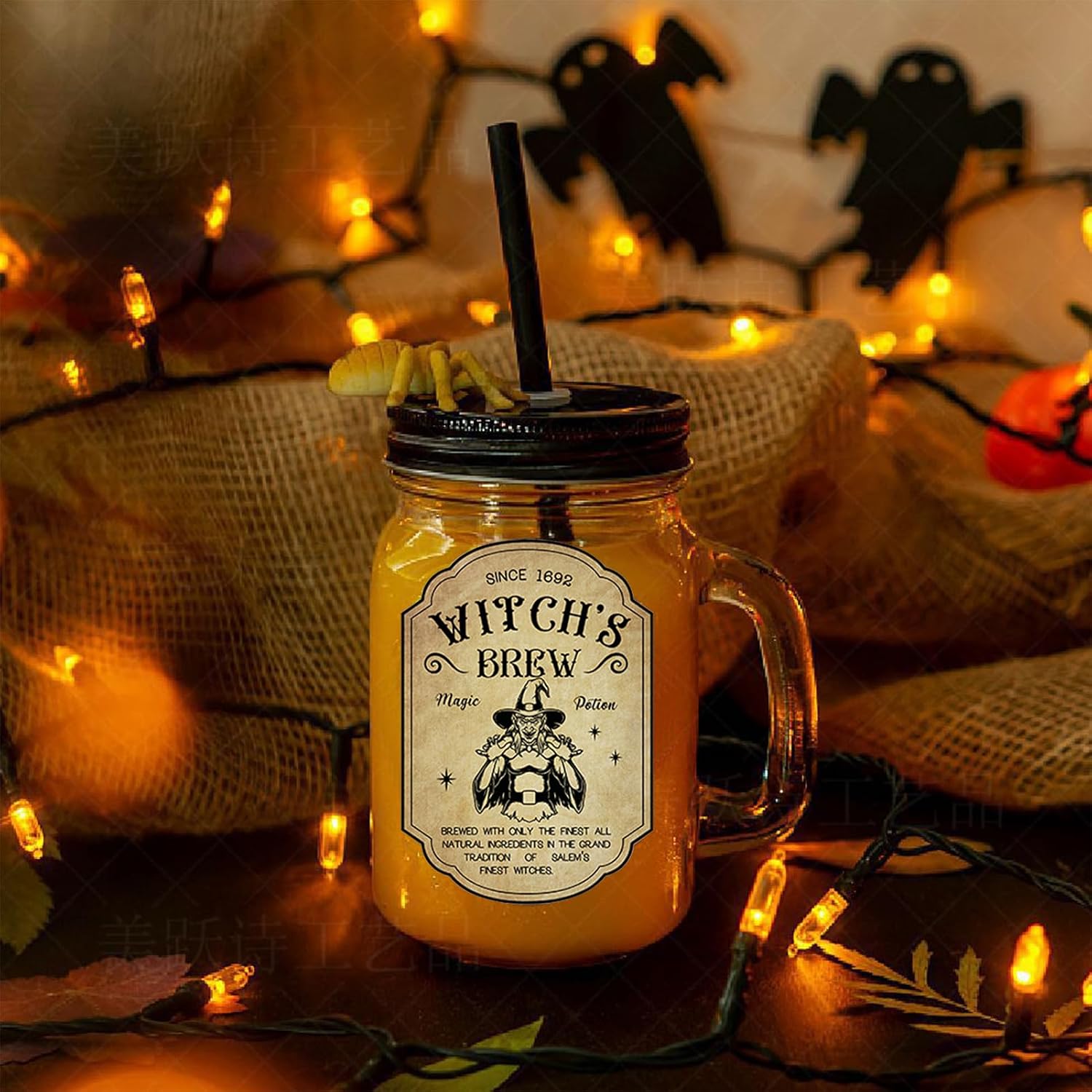 36Pcs Halloween Wine Bottle Label Stickers Retro Scary Potion Bottle Labels