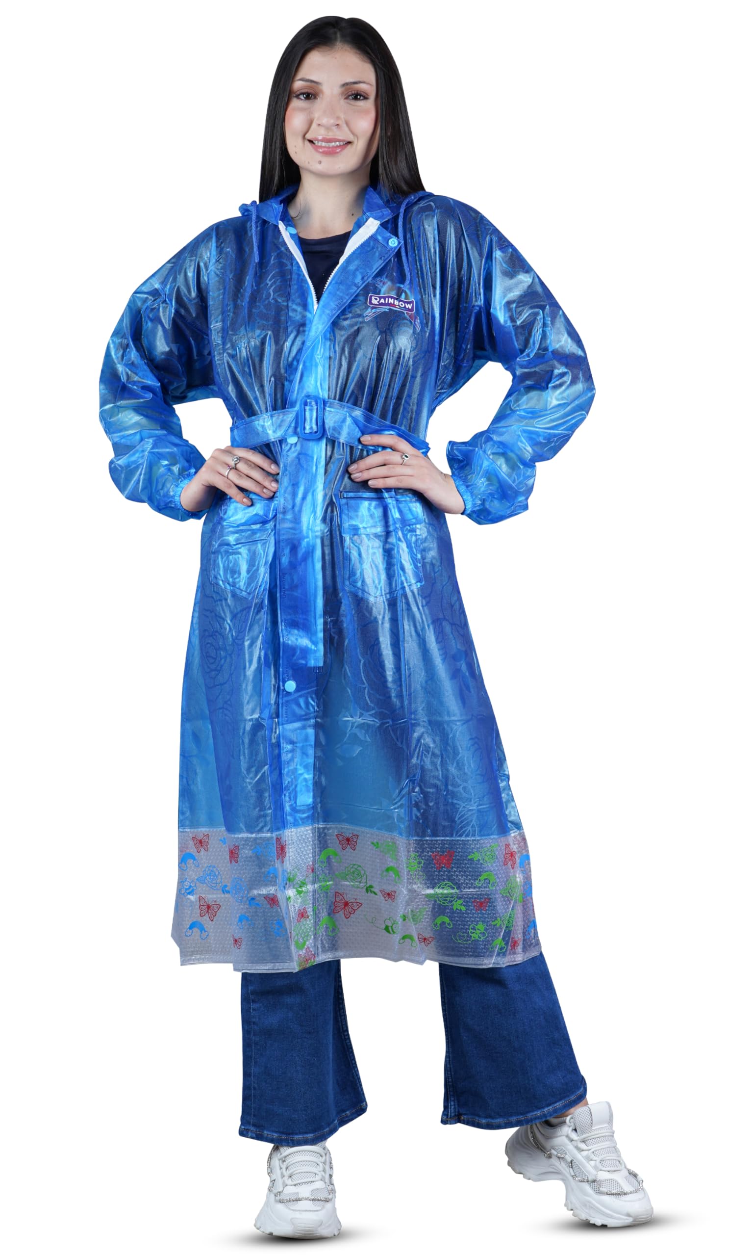 ketkar Waterproof Long/Full Raincoat for women with adjustable Hood and Belt Fashion Rain Coat Women for Bike-picture-52