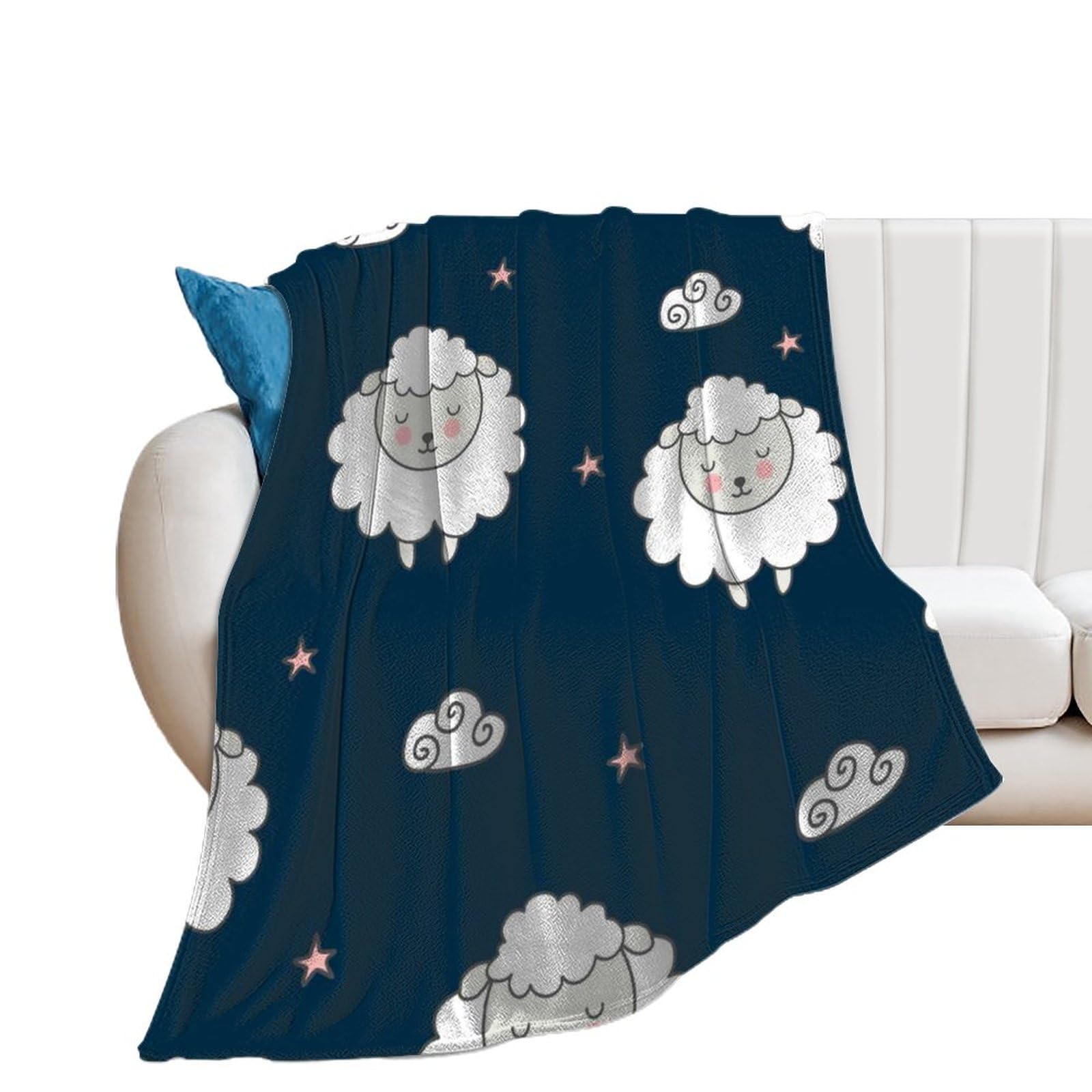 Couverture flanelle lit 150x200cm avec motif mouton dessin animé