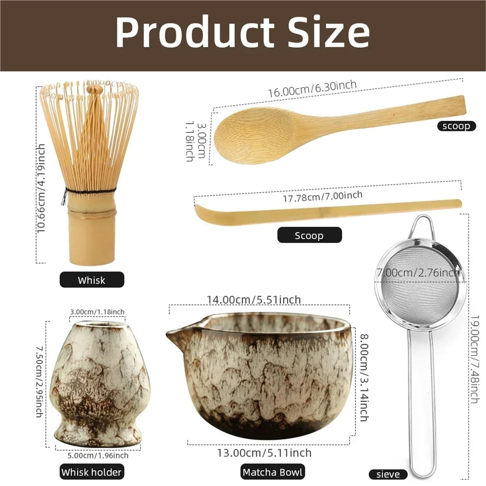 Juego de 6 licuadoras de matcha con batidor, cepillo, cucharilla y horno for tienda de bebidas, herramientas for preparar té. Juego de Té Matcha(White 6pcs)