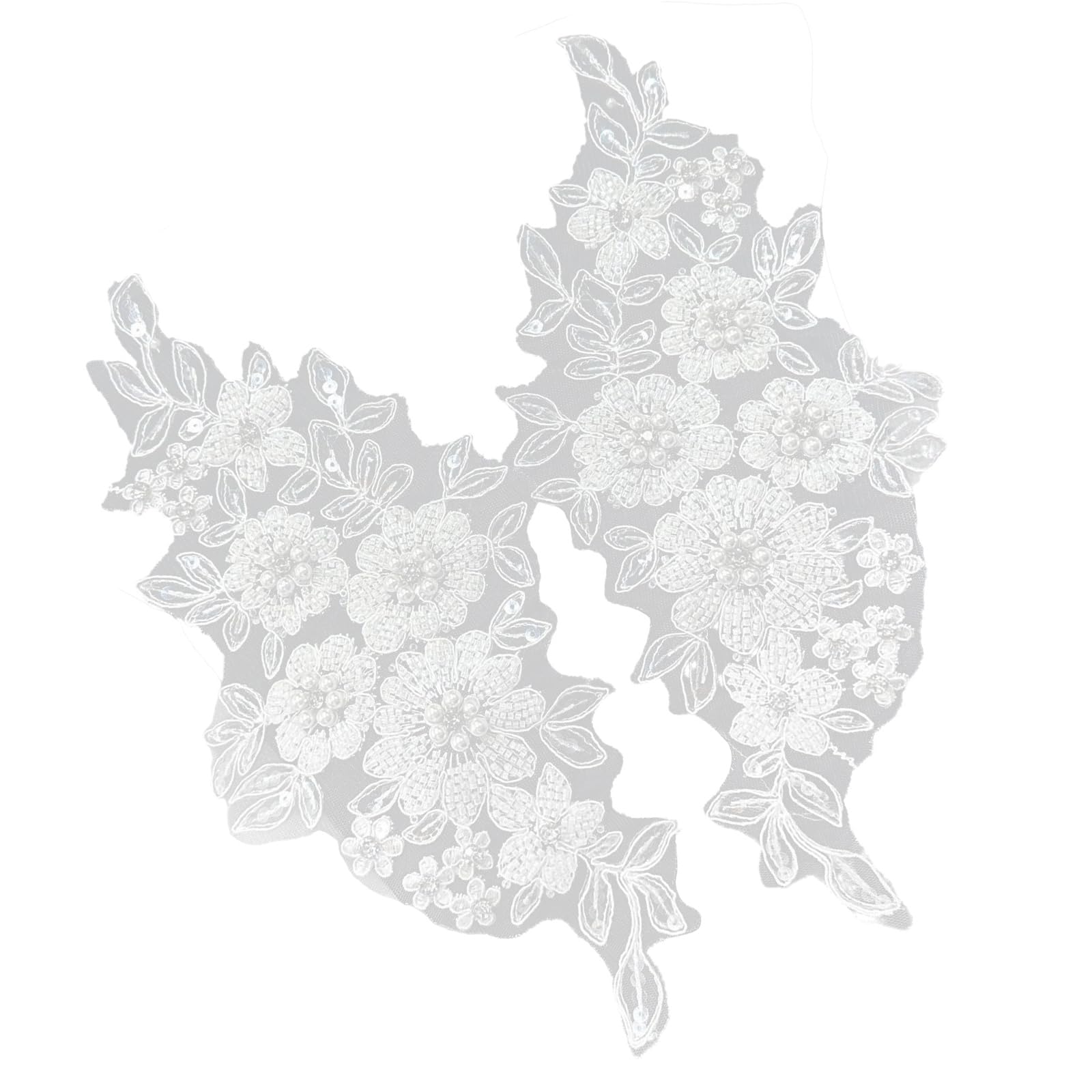 Jazuaiao Embroidered Applique Sew on Collar Patches for Wedding Dress Decoration Rhinestones Beads Sew on Patches Applique Sewing Accessories
