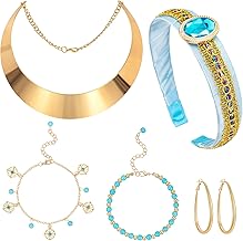 Princess Jasmine Costume Women's Arab Princess Crown Tiara Necklace Bracelet Earring for Costume Carnival Birthday Halloween Festival