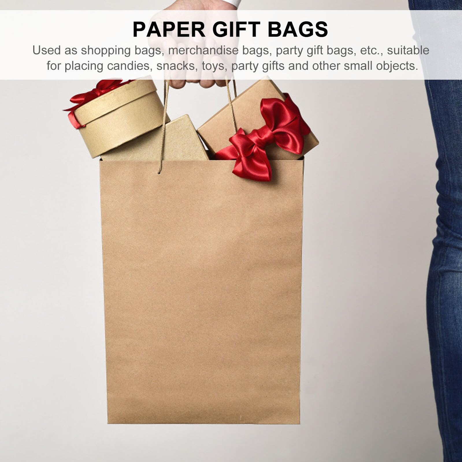 25 Stück Papiertüten mit Henkel aus Kraftpapier für Snacks