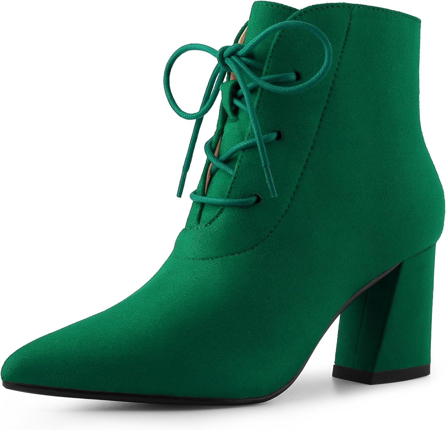 Perphy Pointed Toe Lace Up Block Heel Ankle Boots for Women