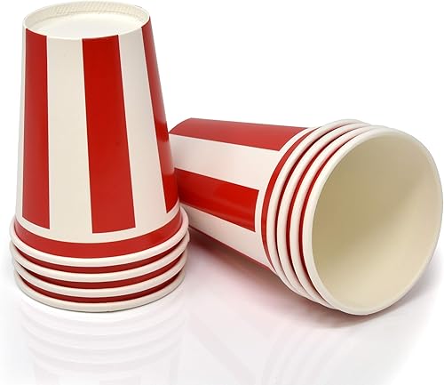 Miniatura 5 de Gift Boutique Juego de 120 piezas de suministros de fiesta a rayas rojas y blancas, platos de papel, servilleta para carnaval, picnic, barbacoa,