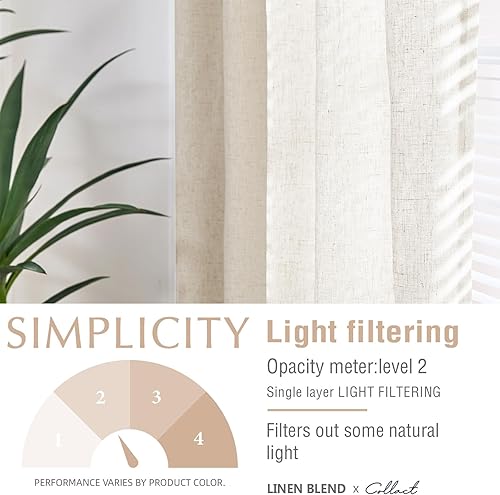 Miniatura 4 de COLLACT Cortinas de lino a rayas negras de 84 pulgadas de largo para sala de estardormitorio, cortinas con patrón de rayas de granja, cortinas