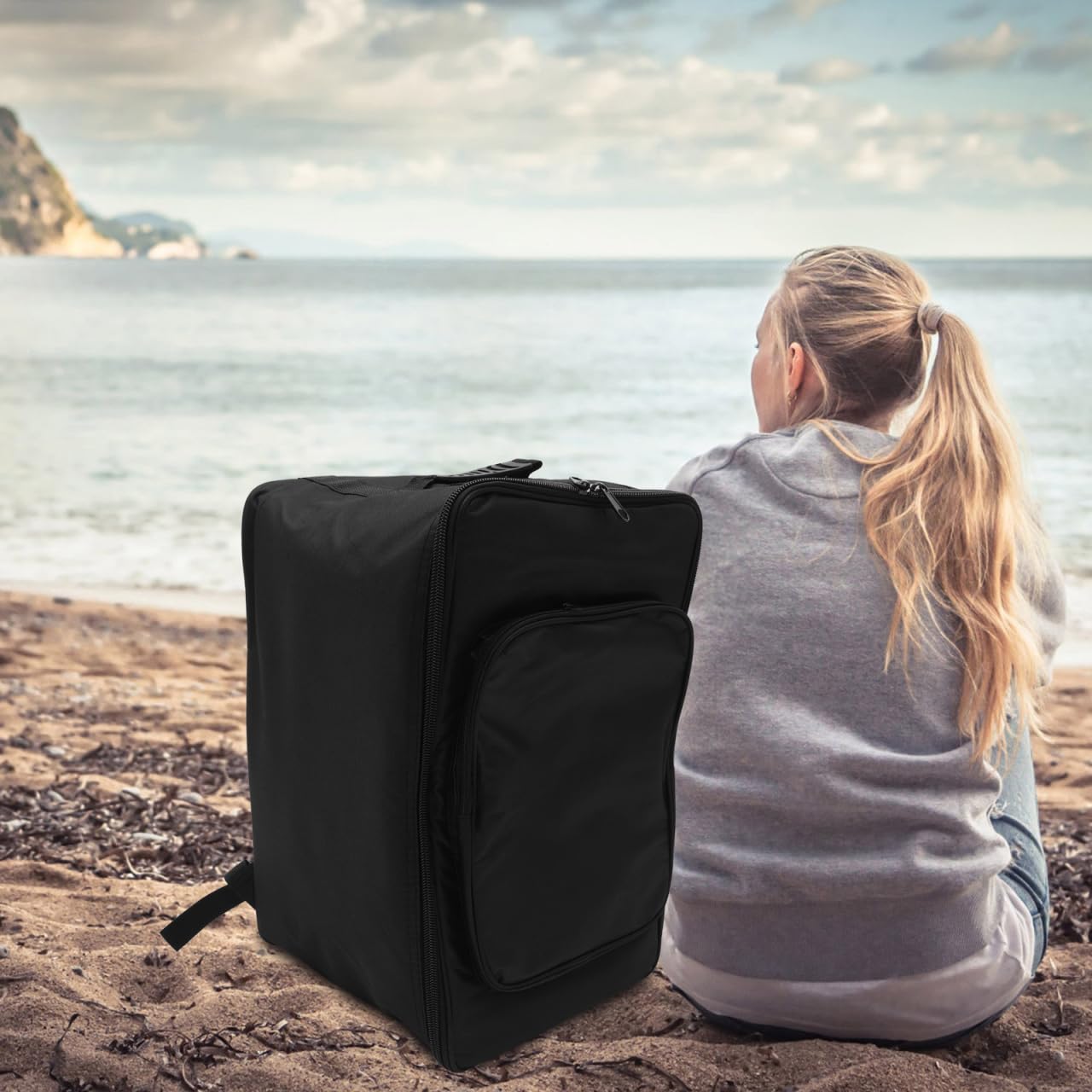Amosfun Paquet à Dos Imperméable pour Batterie en Tissu Oxford Noir, Paquet de Rangement Rembourré pour Instruments de Musique Double Portage Épaule et Poignée Pratique Plusieurs styles
