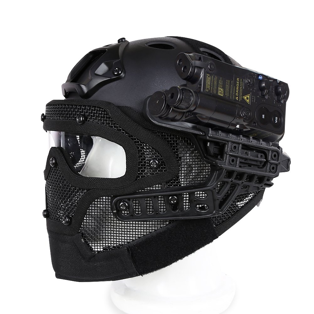 DETECH PJ Tipo Fast Casco Airsoft Paintball Protettivo Full Face Multicam Casco ABS Tactical CS Maschera con Goggle