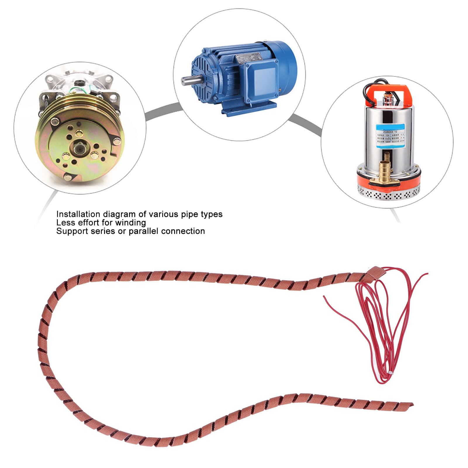 Spiralförmiges Silikon-Heizband, Leicht an Rohre Anzubringen, 220 V, 70 W Heizkabel, Reihen-/Parallelschaltung, Metall-/Kunststoffrohre, Zum Frostschutz (8 mm (0,31 Zoll)