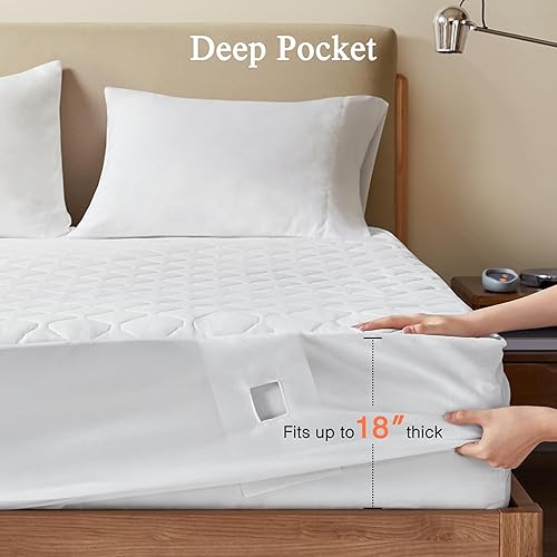 Miniatura 8 de Beautyrest Protector para colchón de microfibra con calefacción con 3M Scotchgard, Poliéster, Blanco, Completo