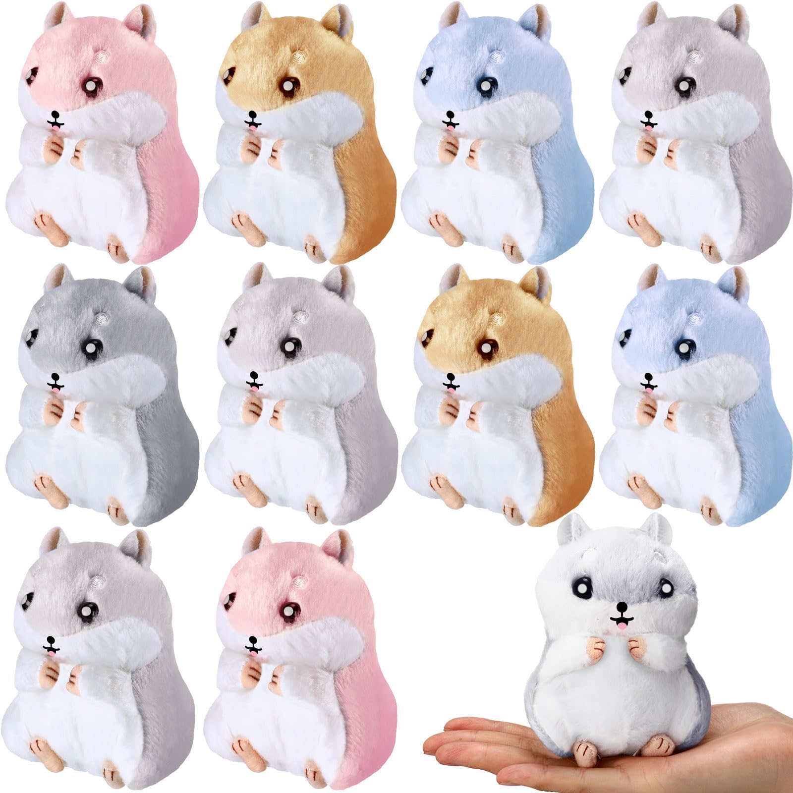 10 Pieces Small Hamster Plush Animals Cute Hamster Plush Stuffed Animal Small Stuffed Doll Keychain Key Holder Bag Pendant Party Favor for Kids Birthday Party Favors DIY Home Decor (Multicolor)