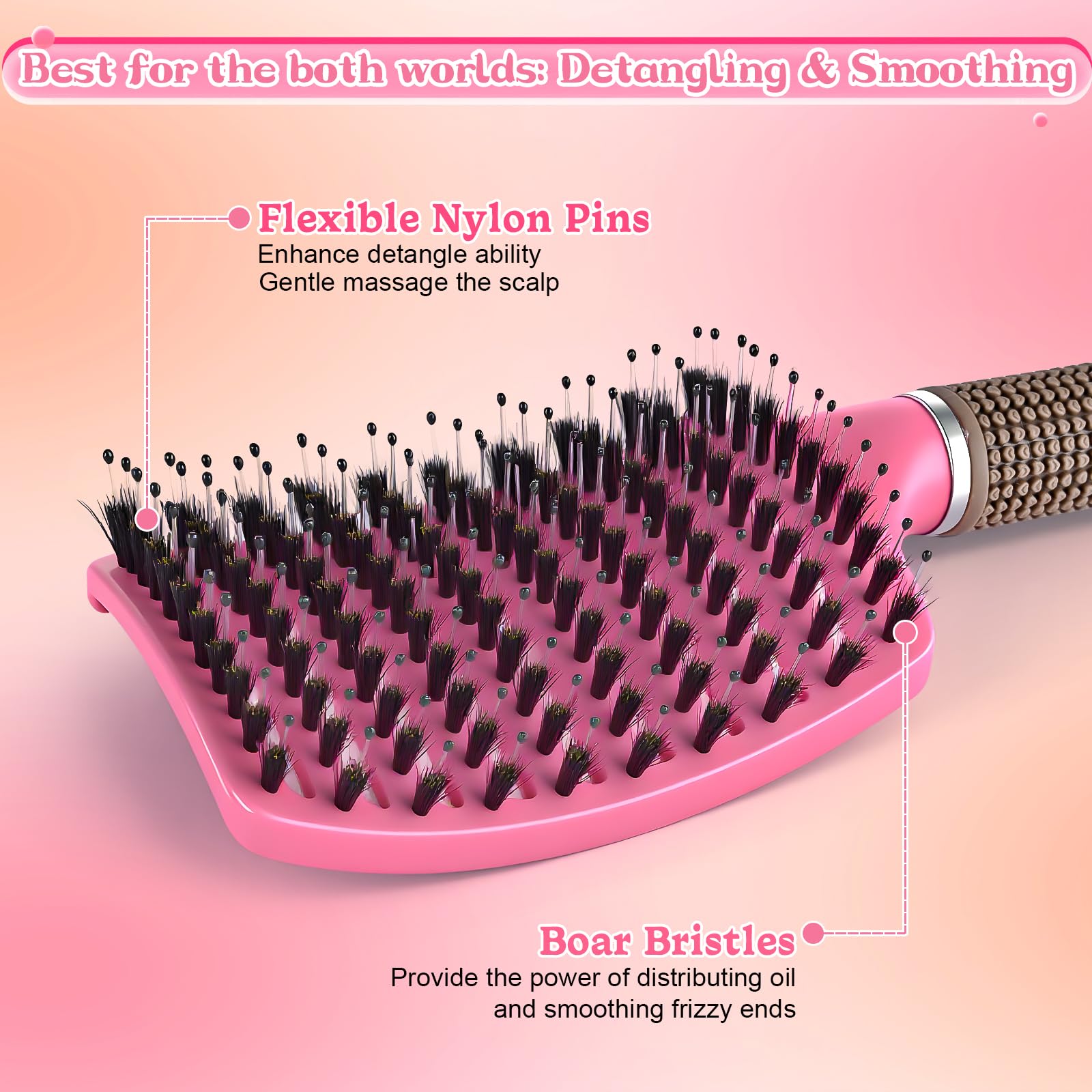 Detangle Hair Brush, Hair Extension Brush Faster Blows Drying - Image 2