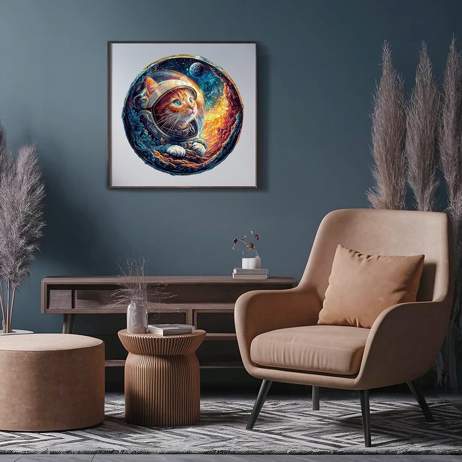 Wooden Jigsaw Puzzles, Space Cat Wooden Puzzles for Adults with Unique Shape, Adult Jigsaw Puzzle, Birthday Gifts for Adults, 11.4"x11.3"-200pcs