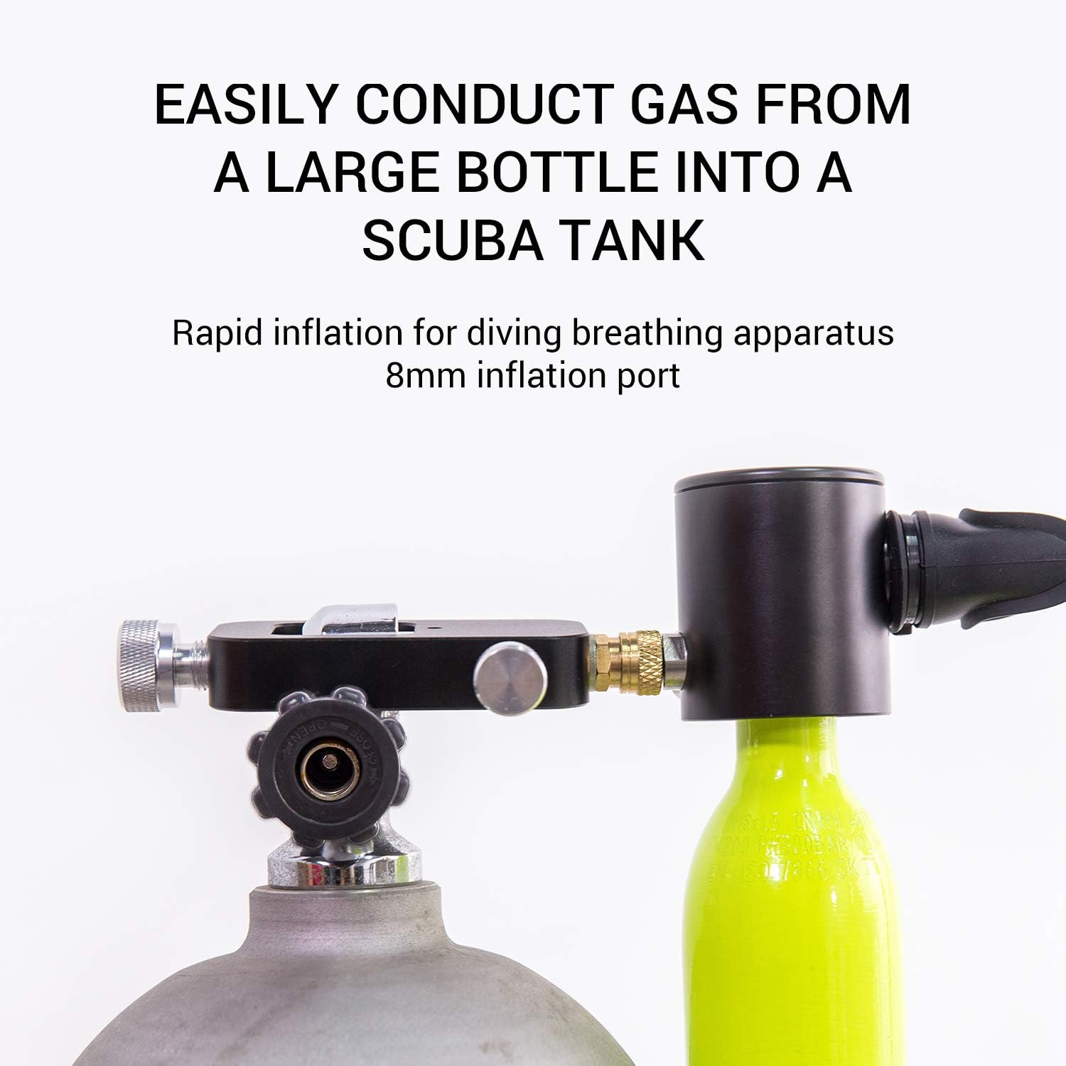 SMACO Scuba Adapter Support 3000Psi High Pressure 8mm Scuba Tank Refill Adapter Tank Fill Station That Allows User to Refill Tank Directly from a Larger Air Bottle