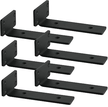 Floating Shelf Bracket, 6 Pcs of 8 inch Heavy Duty Shelf Brackets, Black