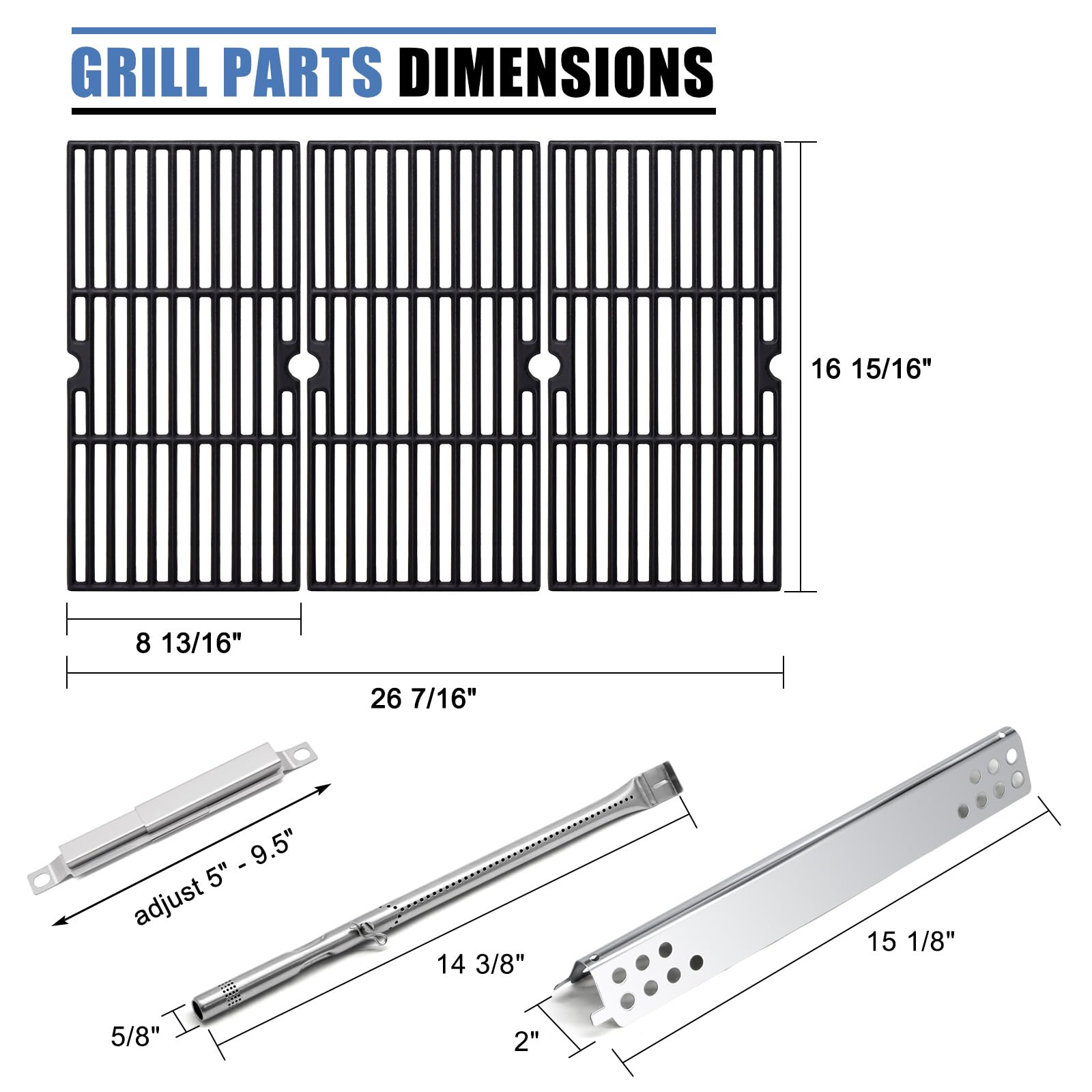 Hongso Kit De Pièces De Rechange Pour Barbecue Charbroil Advantage Series 4 Brûleurs 463240015, 463240115, 463343015, 463344015, Brûleur De Tuyau Inoxydable, Plaque Chauffante De Tente, Tube Croisé
