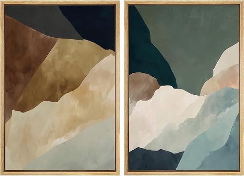 Miniatura 122 de SIGNLEADER Lienzo enmarcado para pared, juego de arte geométrico de mediados de siglo, formas de tocadiscos de música, ilustraciones abstractas,