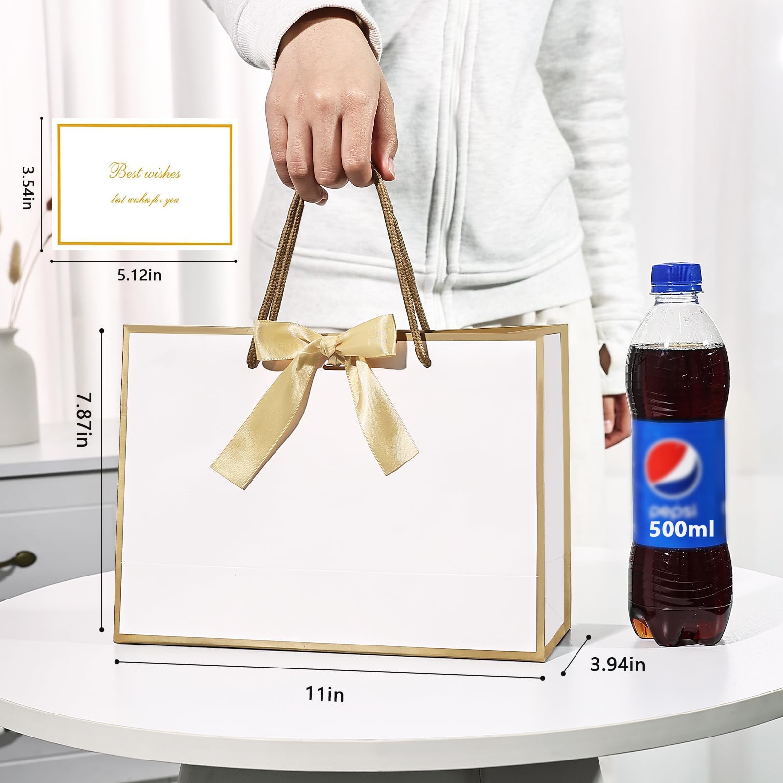 4 Stück Geschenktüten Geschenktüte Groß mit Schleifenbändern