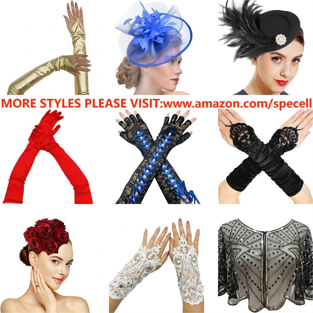 Specell Gothic Long Lace Fingerless Gloves Women's Fingerless Lace Sequins Glove For Wedding Prom Tea Party Glove Accessories - Image 6