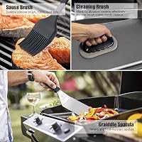 MUJUZE 13 részes rozsdamentes acél grillkészlet táskával - BBQ spatula szett teppanyaki és kempingezéshez, férfiaknak ideális ajándék 3
