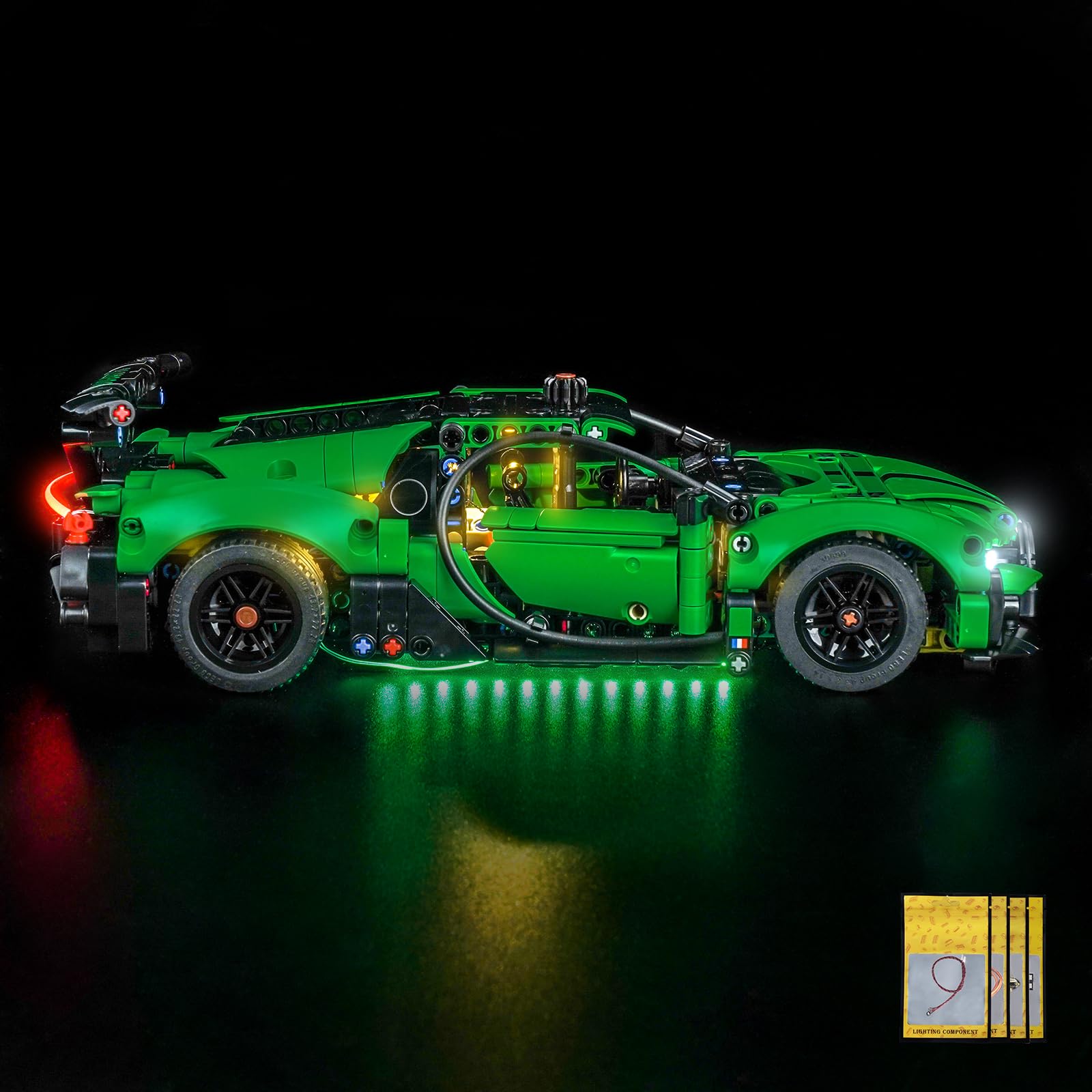 LocoLee Licht Kit kompatibel mit Lego Green Bugatti Chiron Pur Sport Hypercar, (kein Modell, nur Licht) Dekorative Beleuchtung Set Compatible with Lego 42241 Technic Green Bugatti