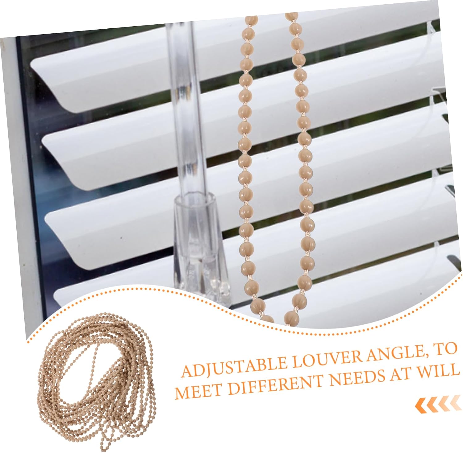 GLEAVI 10m Roller Blind Pull Chain Beaded Cord for Vertical and Roman Shades Replacement Bead Chain for Curtains Easy to Clean and Maintain Stylish Design for Home