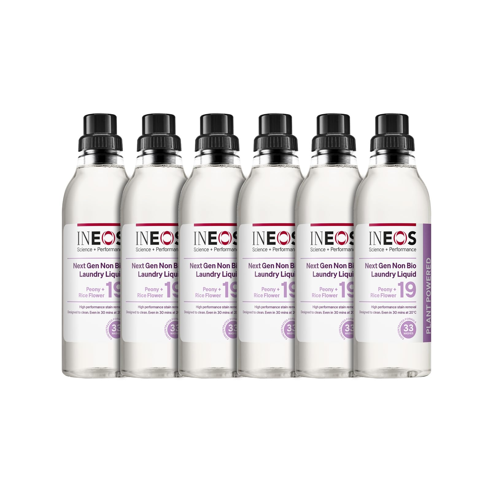 Next-Gen Non Bio Laundry Washing Liquid Detergent, 198 Washes (6 x 1L), High Performance Stain Remover For Clothes, Plant Powered, For Sensitive Skin, Peony + Rice Milk, Packaging May Vary