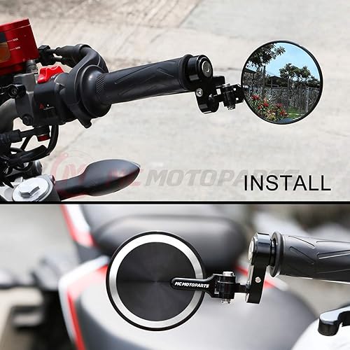 Vista 11 de MC Motoparts Espejos de barra CNC Red Reborn compatibles con Z650 Z1000 Z900 Z900rs Z300 Ninja 400 2019 ER6F Z800 Rojo