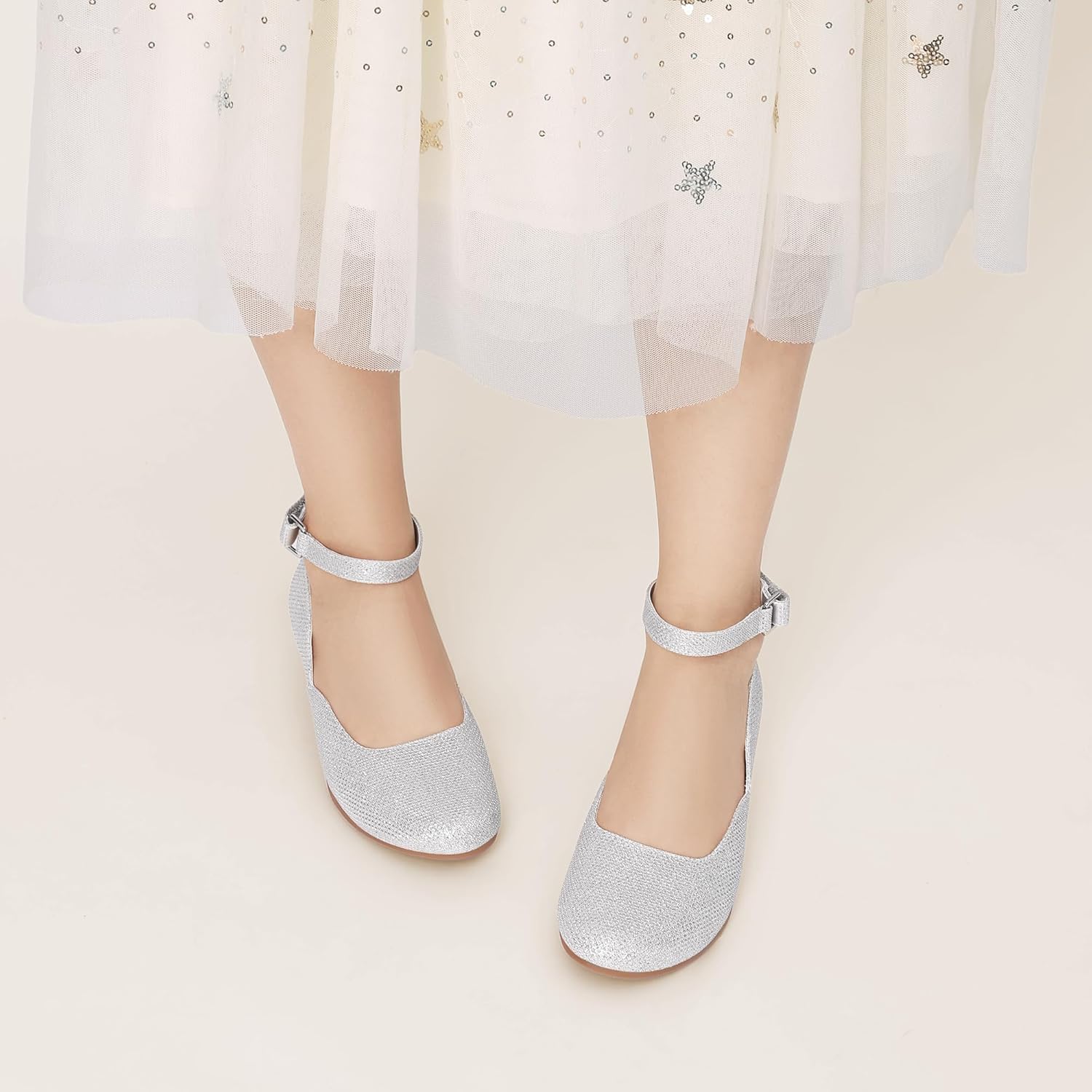 DREAM PAIRS Girls Dress Shoes Low Wedge Heels Ankle Strap Wedding Flower Party Pump for Toddler Little Big Kid - Image 3