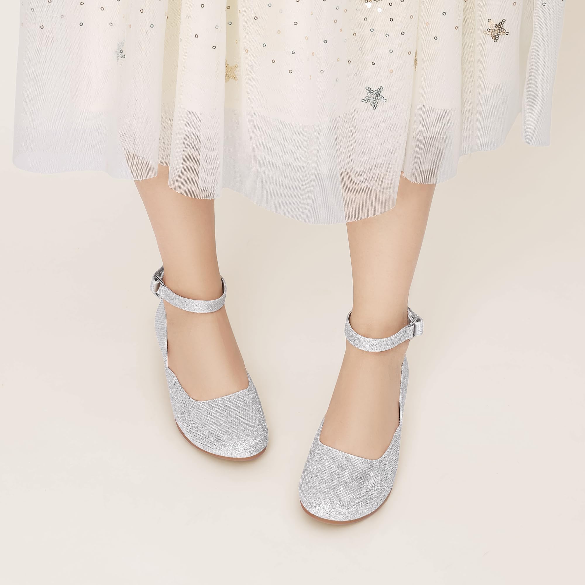 DREAM PAIRS Zapatos de Vestir para Niñas con Tacones Bajos de Cuña y Correa al Tobillo para Bodas y Fiestas de Flores para Niños Pequeños y Grandes