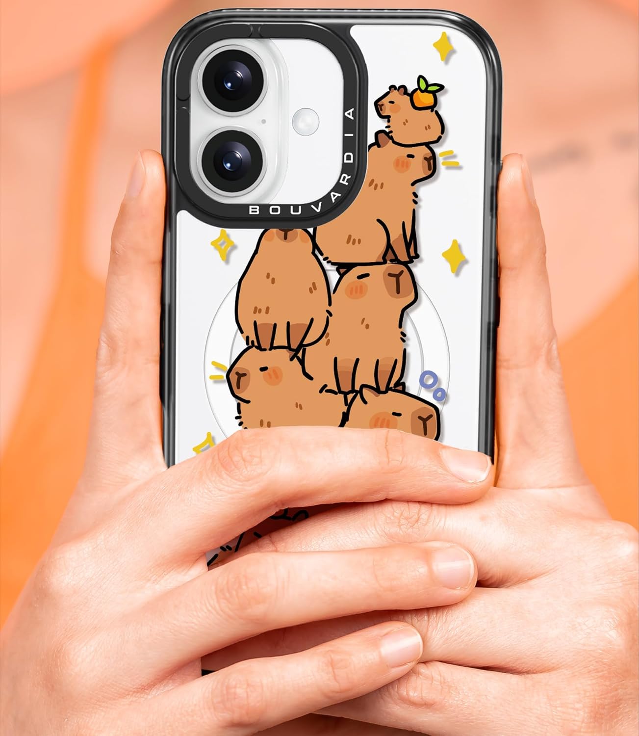 Bouvardia for iPhone 16 Case, Compatible with Magsafe, Cute Girly Design for Women, Shockproof & Aesthetic, Capybaras