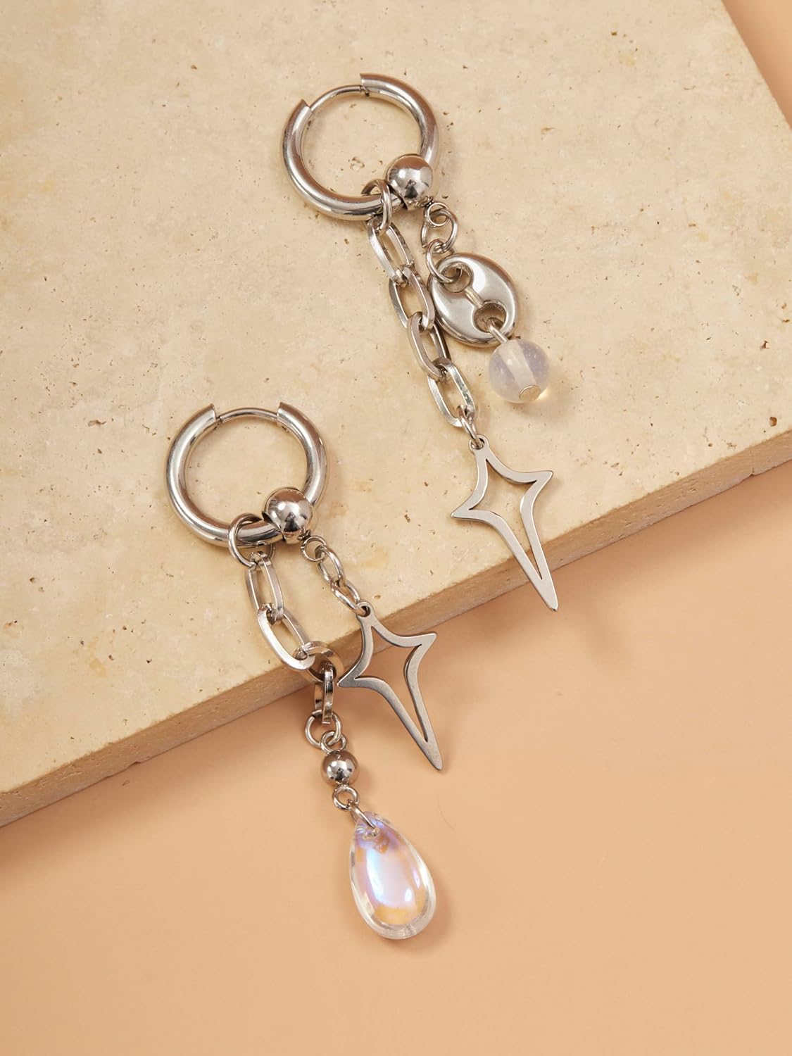 Sacina Teardrop Spike Star Hoop Earrings, Gothic Grunge Emo Punk Y2k Earrings, Goth Jewelry, Christmas Jewelry Gift for Women - Image 5