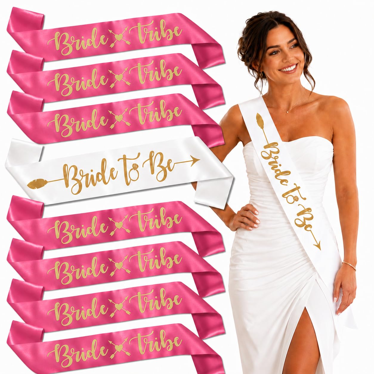 Juego de 8 fajas de dama de honor para despedida de soltera (rosa)
