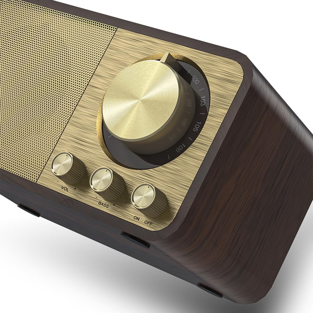 Radio Bluetooth Rétro, Design Grain De Bois, Haut-Parleur Rétro 5 W, Batterie 1800 MAh, Carte AUX/USB/TF, Radio FM pour Cuisine, Chambre, Bureau