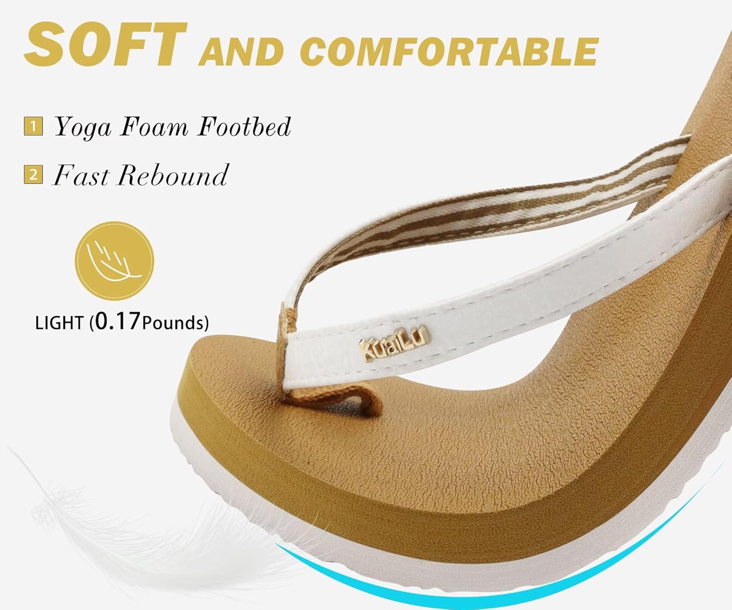 KuaiLu Womens Arch Support Flip Flops Comfortable Yoga Mat Slip on Summer Beach Walking Thong Cushion Sandals - Image 3