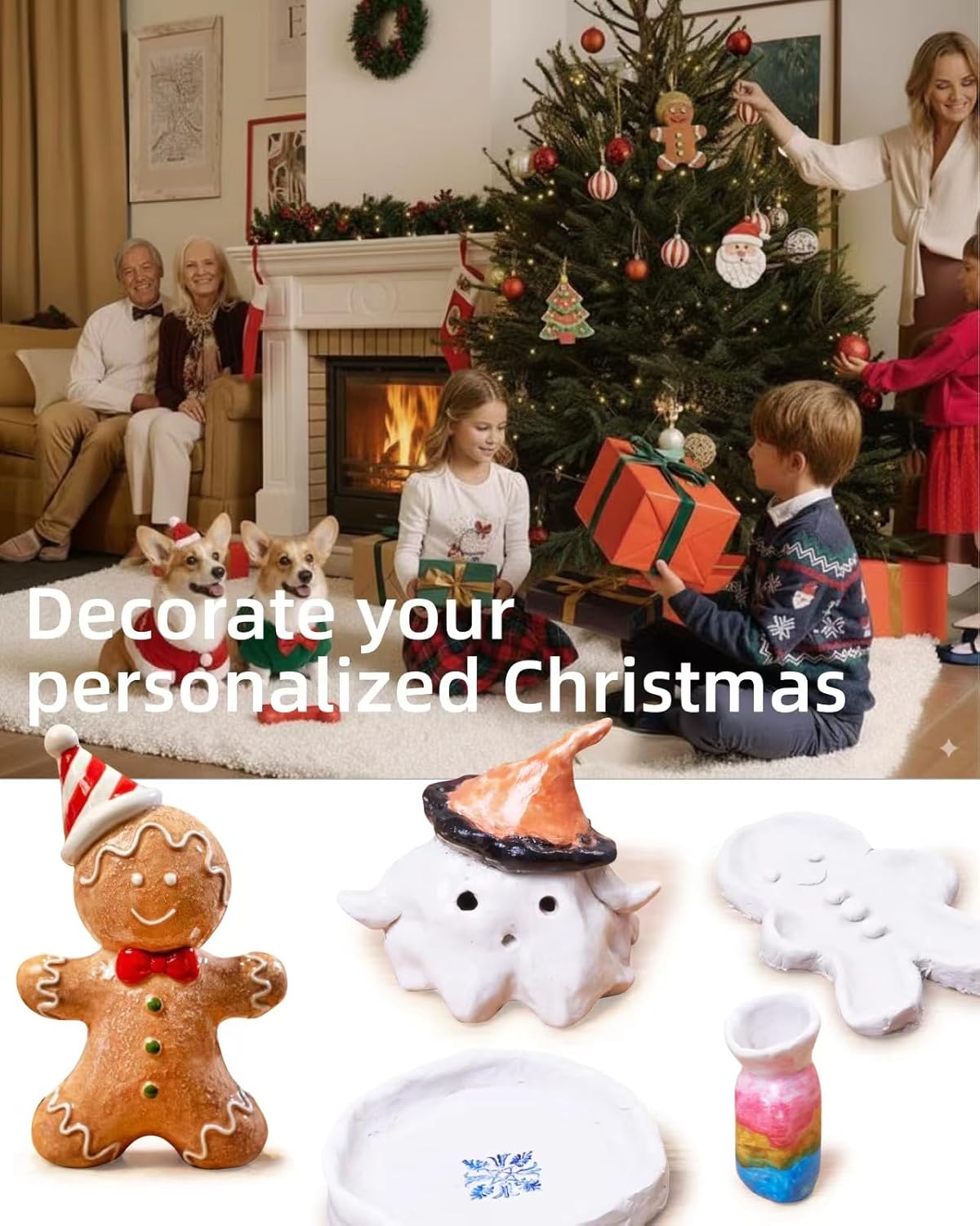 Air Dry Clay Kit for Adults, Pottery Kit for Beginners, 48 PCS Clay Kit with Acrylic Paints, Stamps, Sculpting Tools & Step-by-Step Guide - Crafts for Birthdays Xmas Gift & Decor