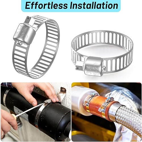 Miniatura 11 de Selizo 40 abrazaderas de manguera que incluyen abrazaderas de tubo ajustables de 7 tamaños, clips de manguera de acero inoxidable 304