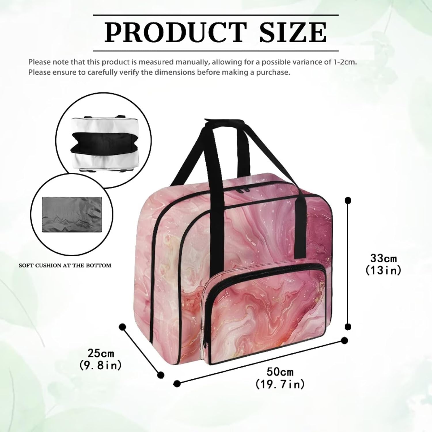 Pink Marble Sewing Machine Carrying Case Sewing Machine Cover Dust Cover for Sewing Accessories Scissors Crochet Hooks Portable Washable Home Decoration Sewing Case