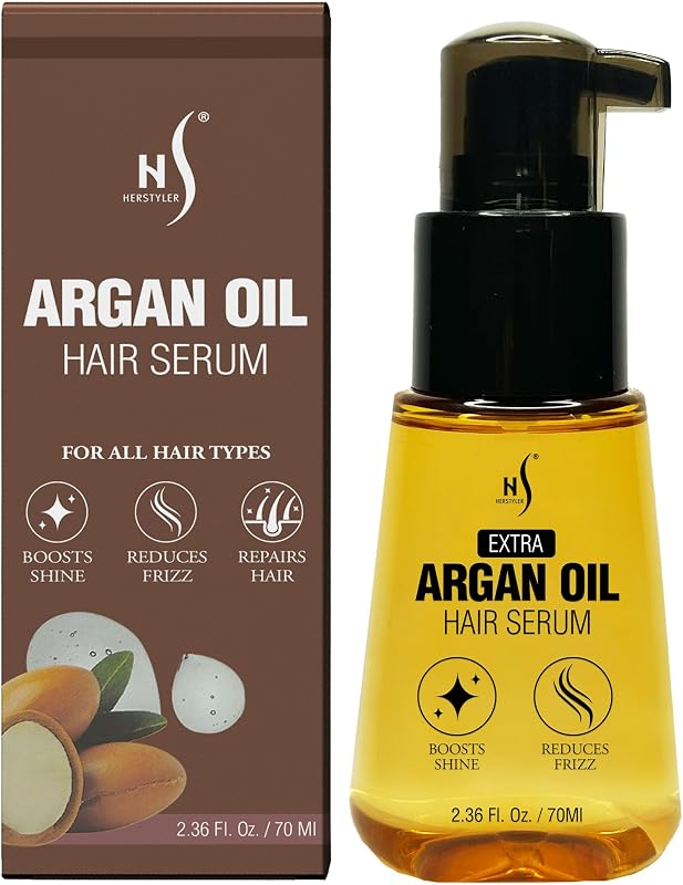 Suero capilar avanzado con aceite de argán - para mujeres y hombres - 2.36 onzas líquidas | Suero nutritivo para el cabello durante la noche para controlar el encrespamiento y manejabilidad matutina - Ligero - Con vitamina E y aloe